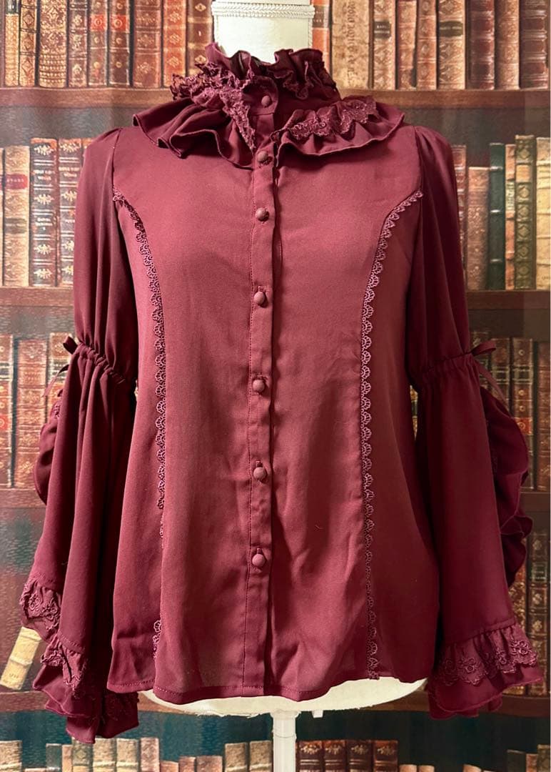 axes femme kawaii】姫袖フリルブラウス ワインレッド ボルドー - メルカリ