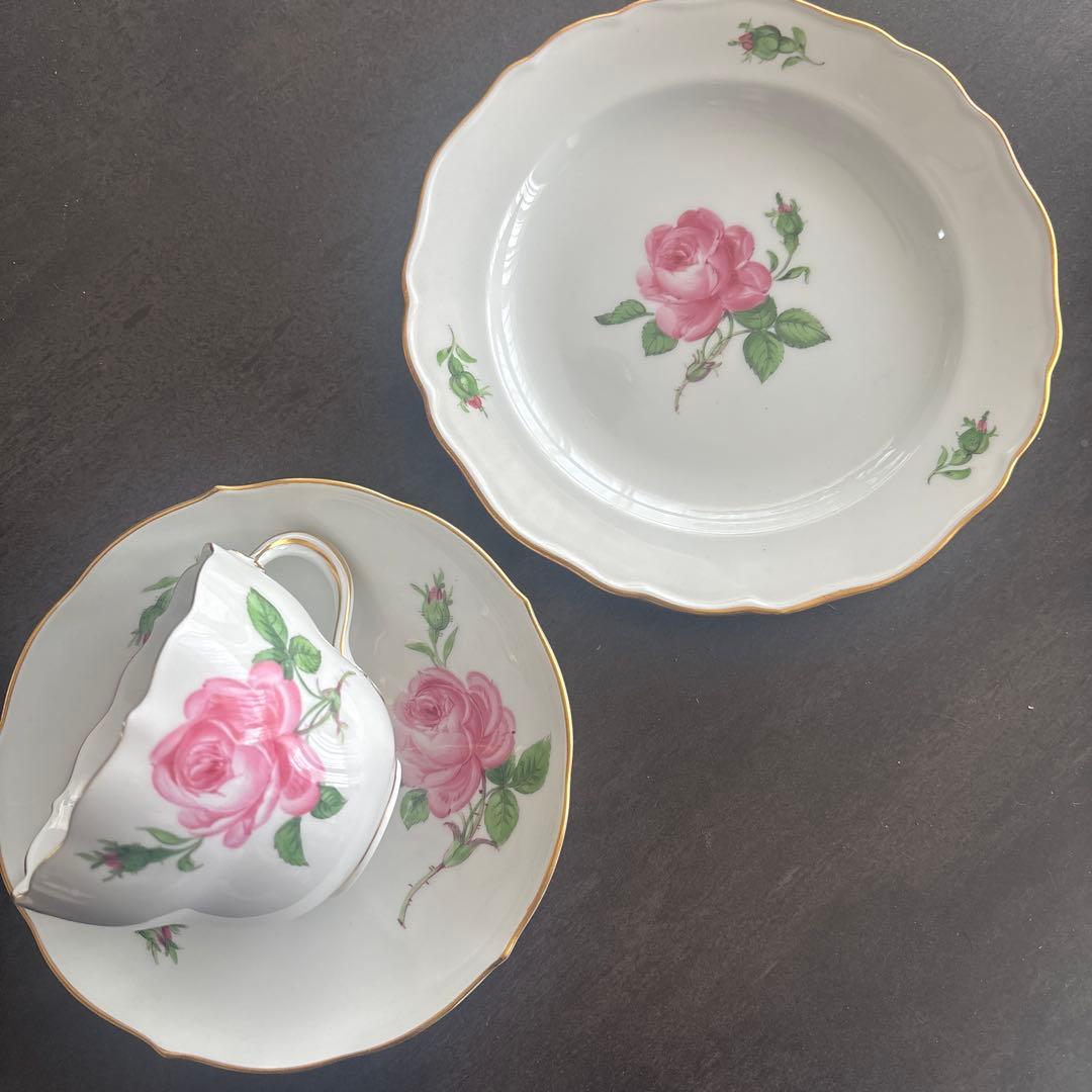 マイセン ピンクローズ カップ&ソーサー プレート Bセット - メルカリ