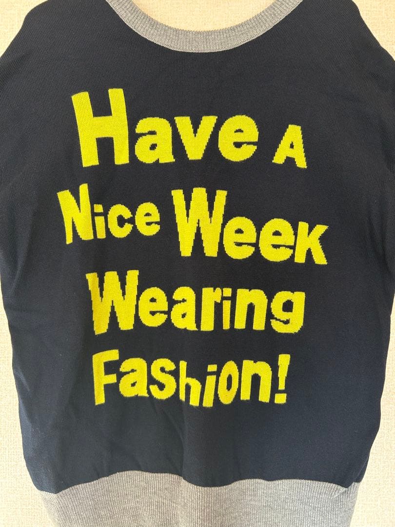 メッセージプリント トレーナー ネイビー/イエロー　2way メッセージプリント トレーナー ネイビー/イエロー 2way メッセージ