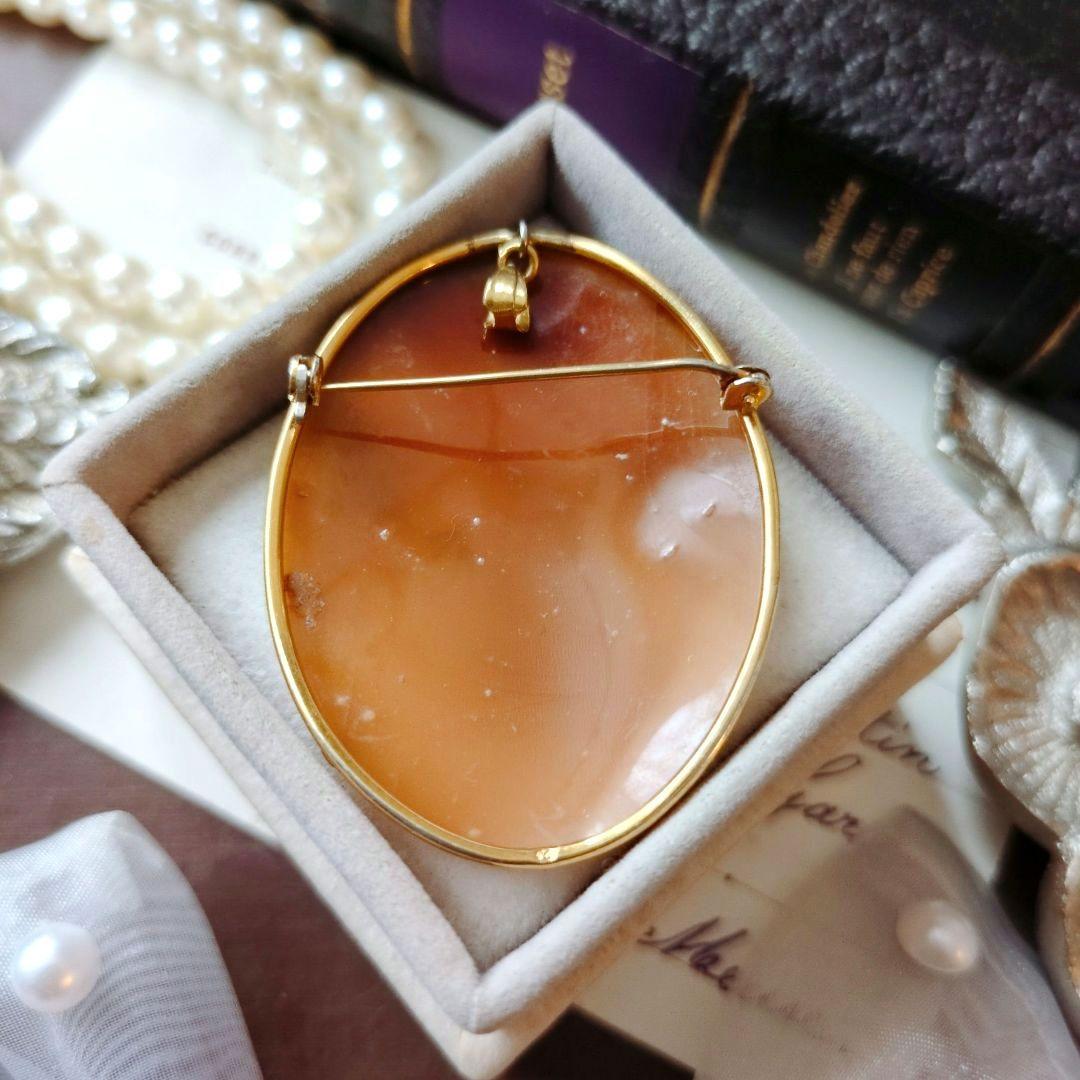 М刻印 イタリア シェルカメオ ブローチ ペンダント cameo 貴婦人