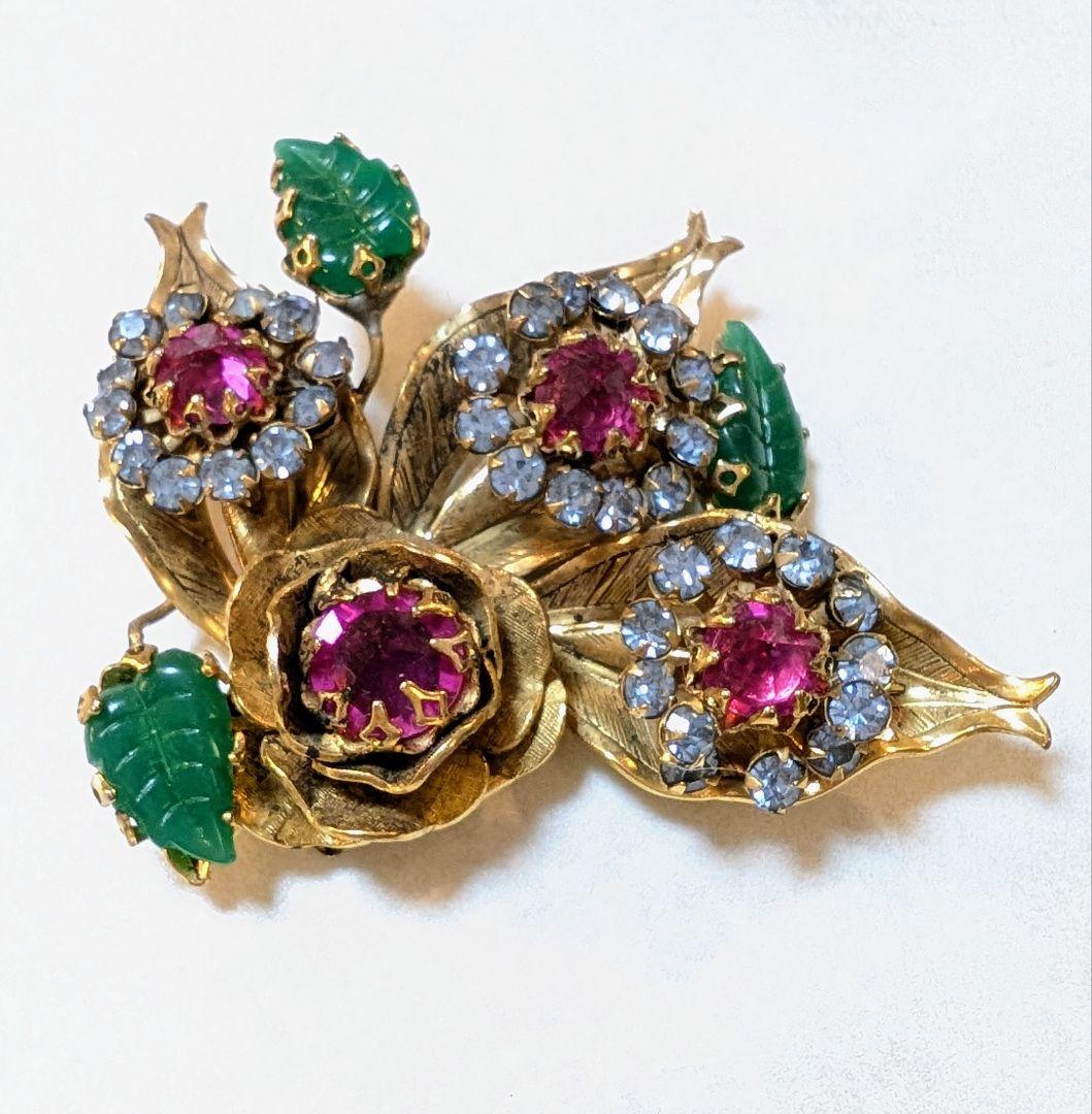 No.0334 シュライナー ピンク＆アクアブルー ブローチ