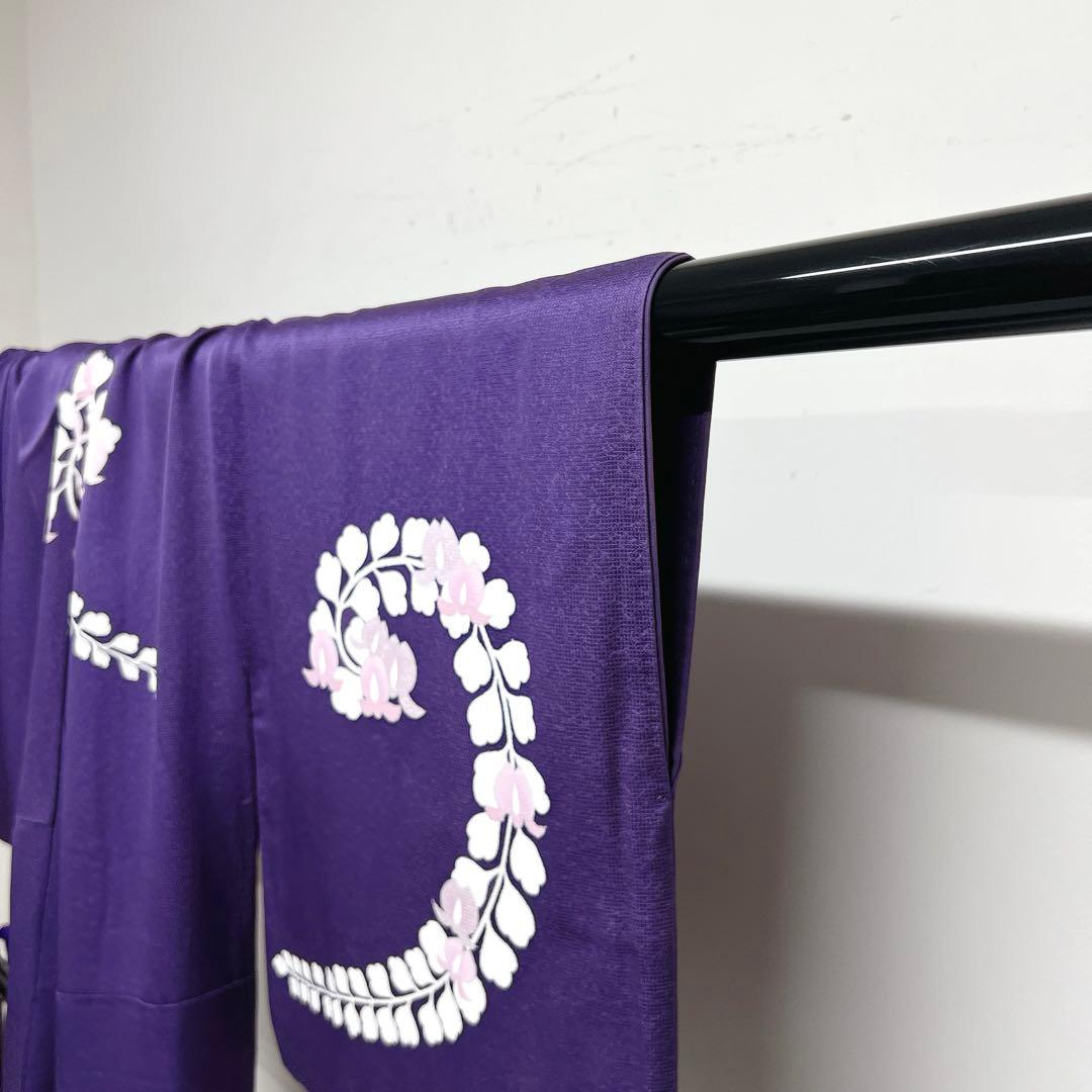 訪問着 藤の花 格子地紋 パープル 着物 025k - メルカリ