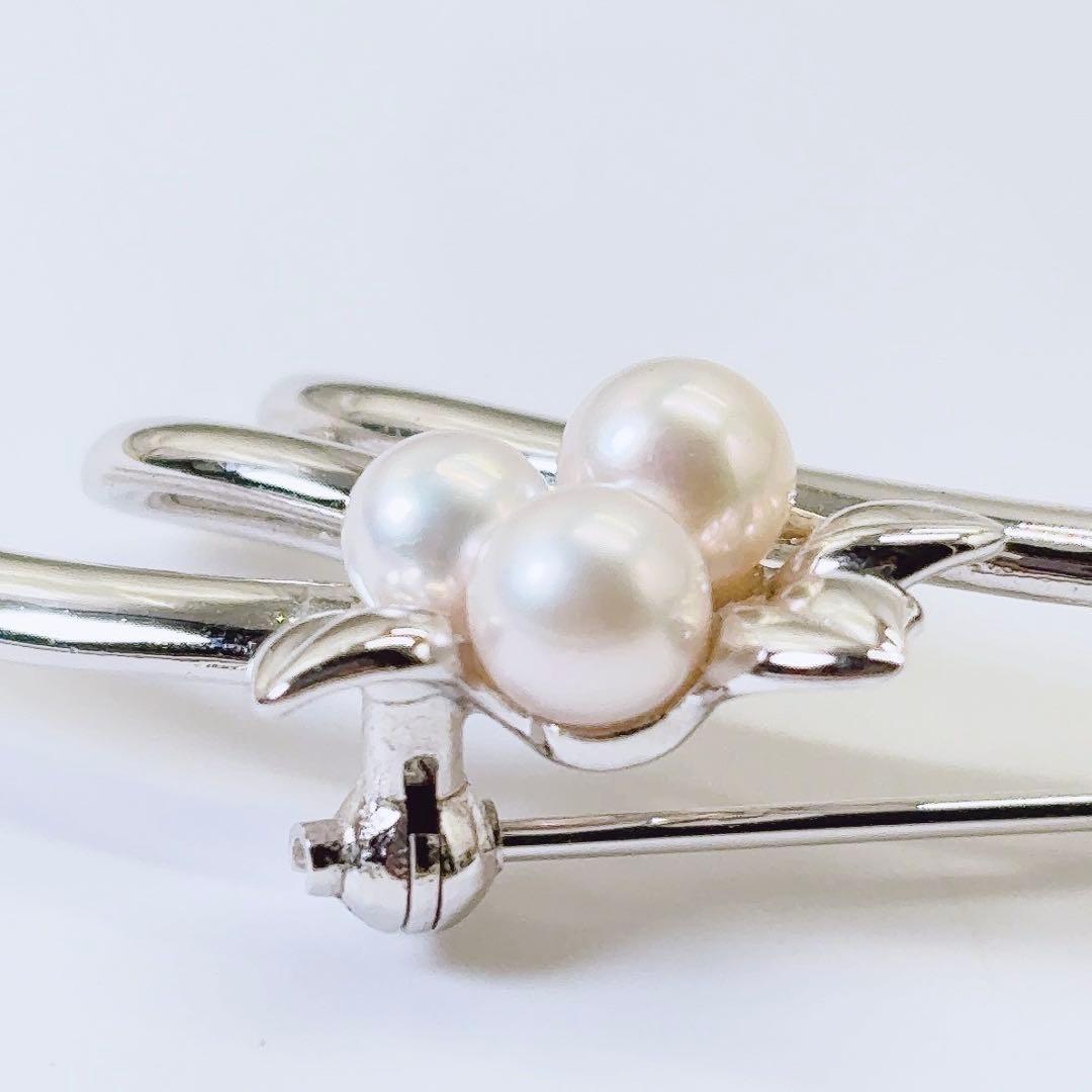 希少 ミキモト パール ブローチ アコヤ 4.5〜5.0mm NHK シルバー