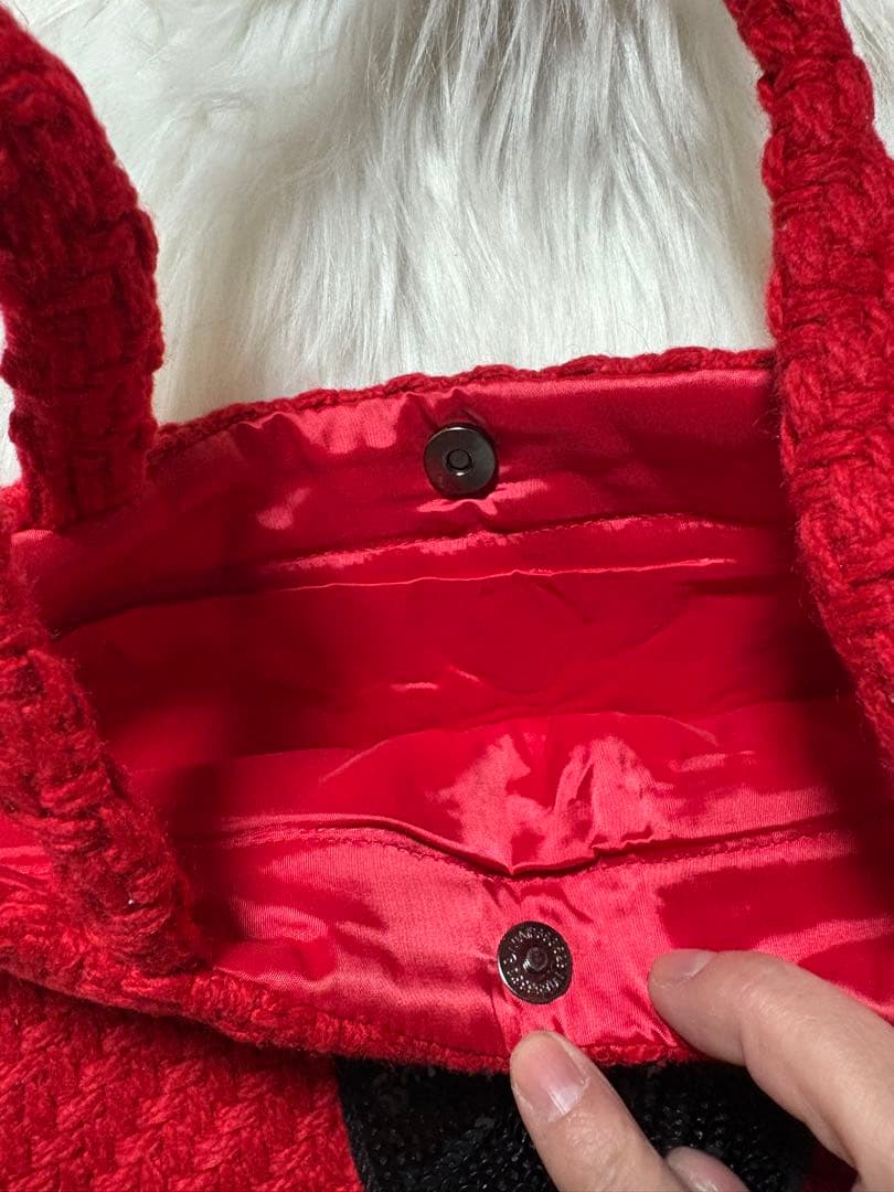 ら*ん様 シャネル CHANEL ニット編み レッド＆ブラック スパンコール