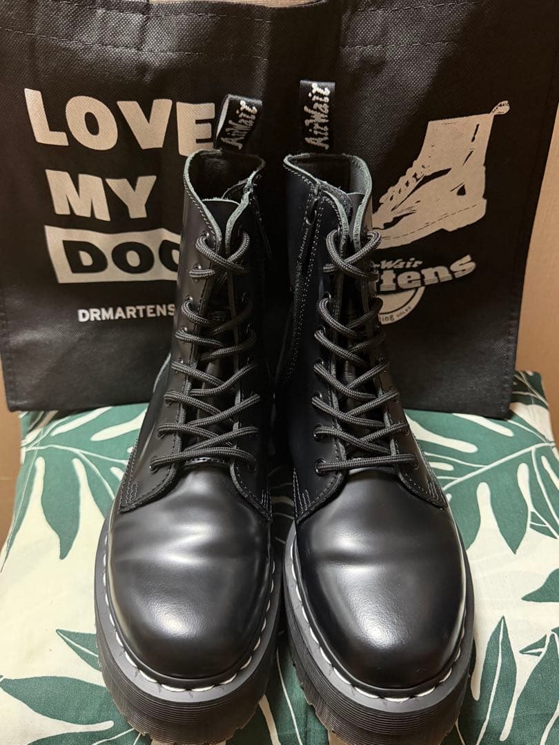 Dr. Martens 厚底 ジッパー付きUK5 24cm 1460 ジップ ベックス ホワイトステッチ 8 ホール ブーツ