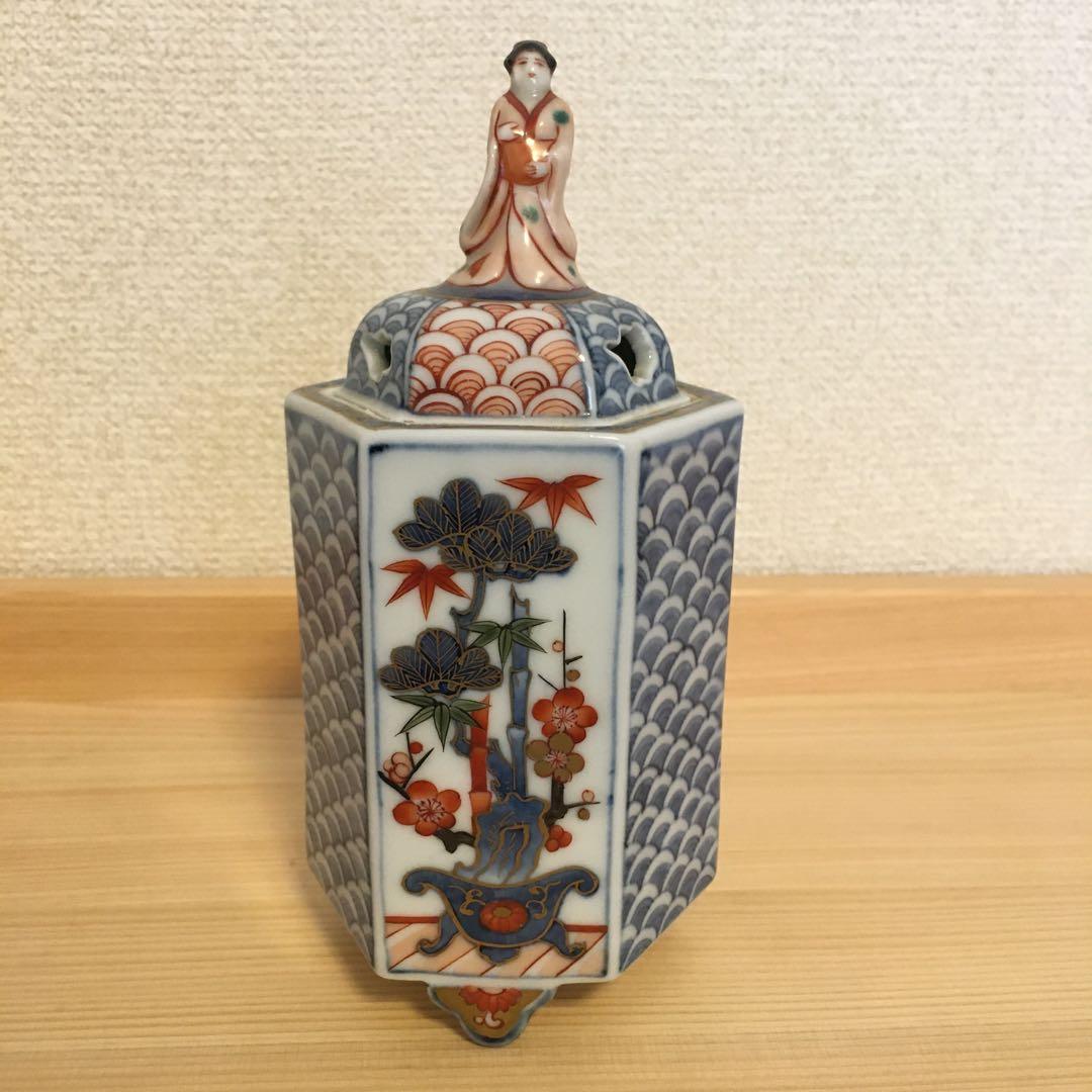 香炉・伊万里・福右衛門（作家本人作）献上手染錦 献上手古伊万里焼】大香炉 染錦本金白虎図