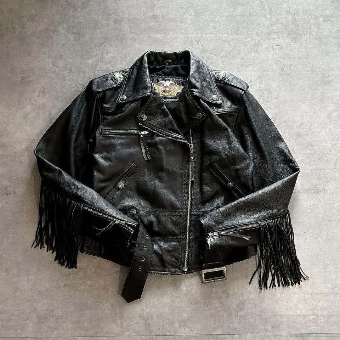 超希少】90s 短丈 ハーレーダビッドソン ライダースレザージャケット M