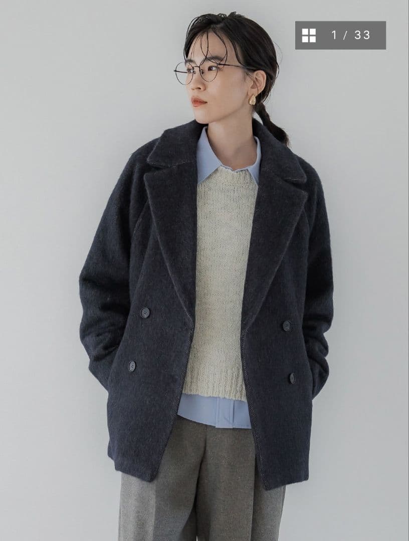 crewre】マイルドシャギーウールPコート ネイビー size2 新品未使用