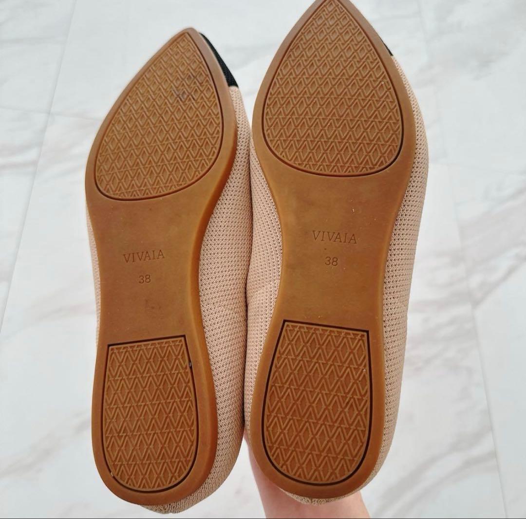VIVAIA 38 24cm ニットパンプス バイカラー ベージュ ビバイア - メルカリ