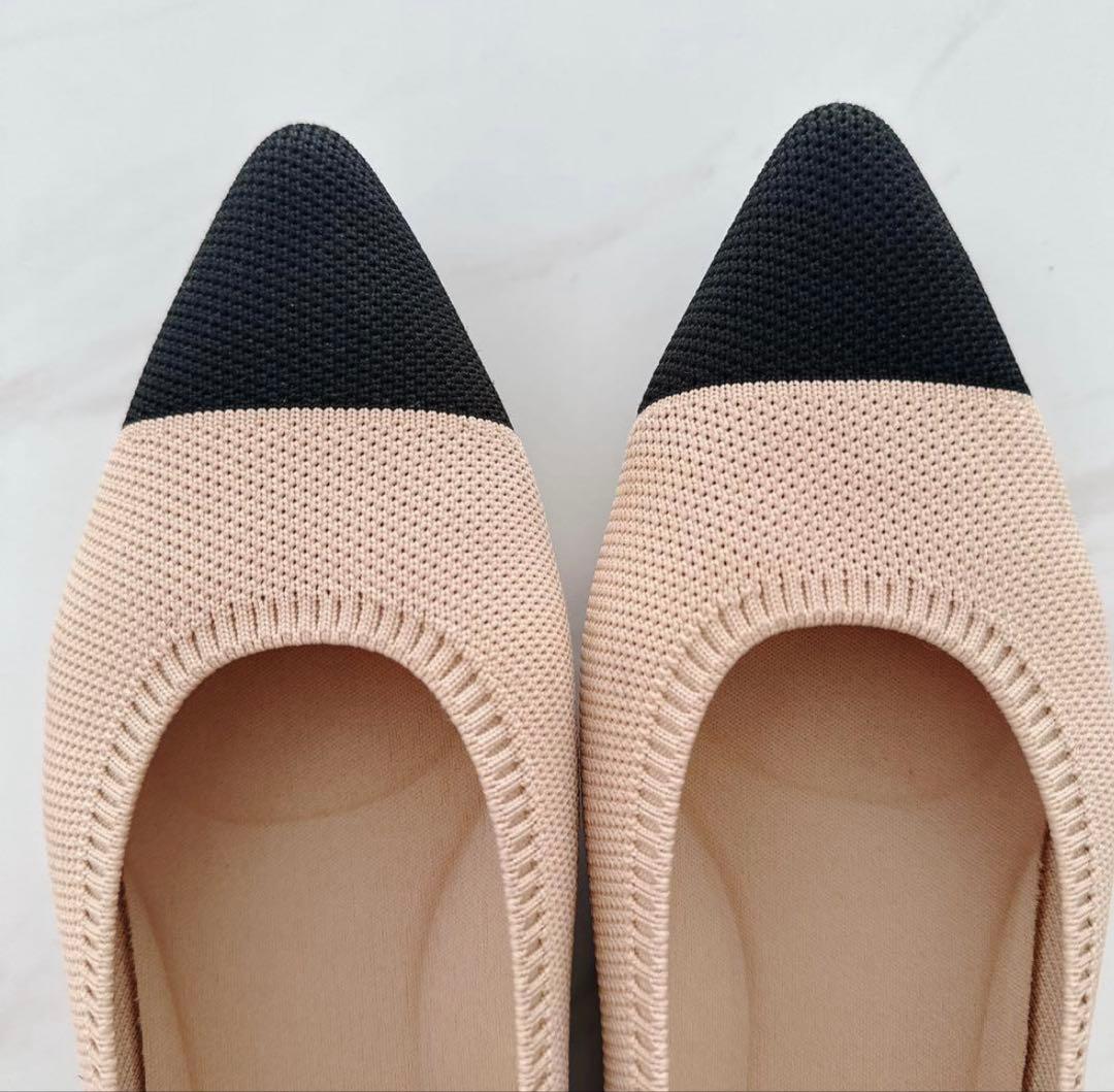 VIVAIA 38 24cm ニットパンプス バイカラー ベージュ ビバイア - メルカリ