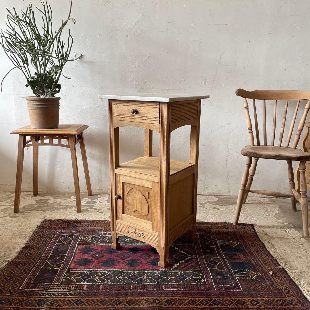 ビンテージ 大理石ドロワーサイドテーブル ベッドサイド 剥離