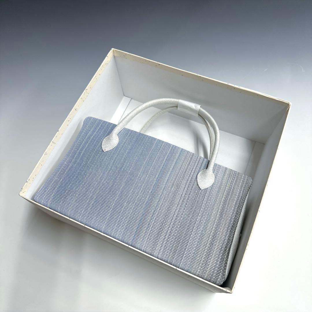 夏、単衣に‼️新品未使用品 本塩沢紬 草木染 帯地使用 利休バッグ