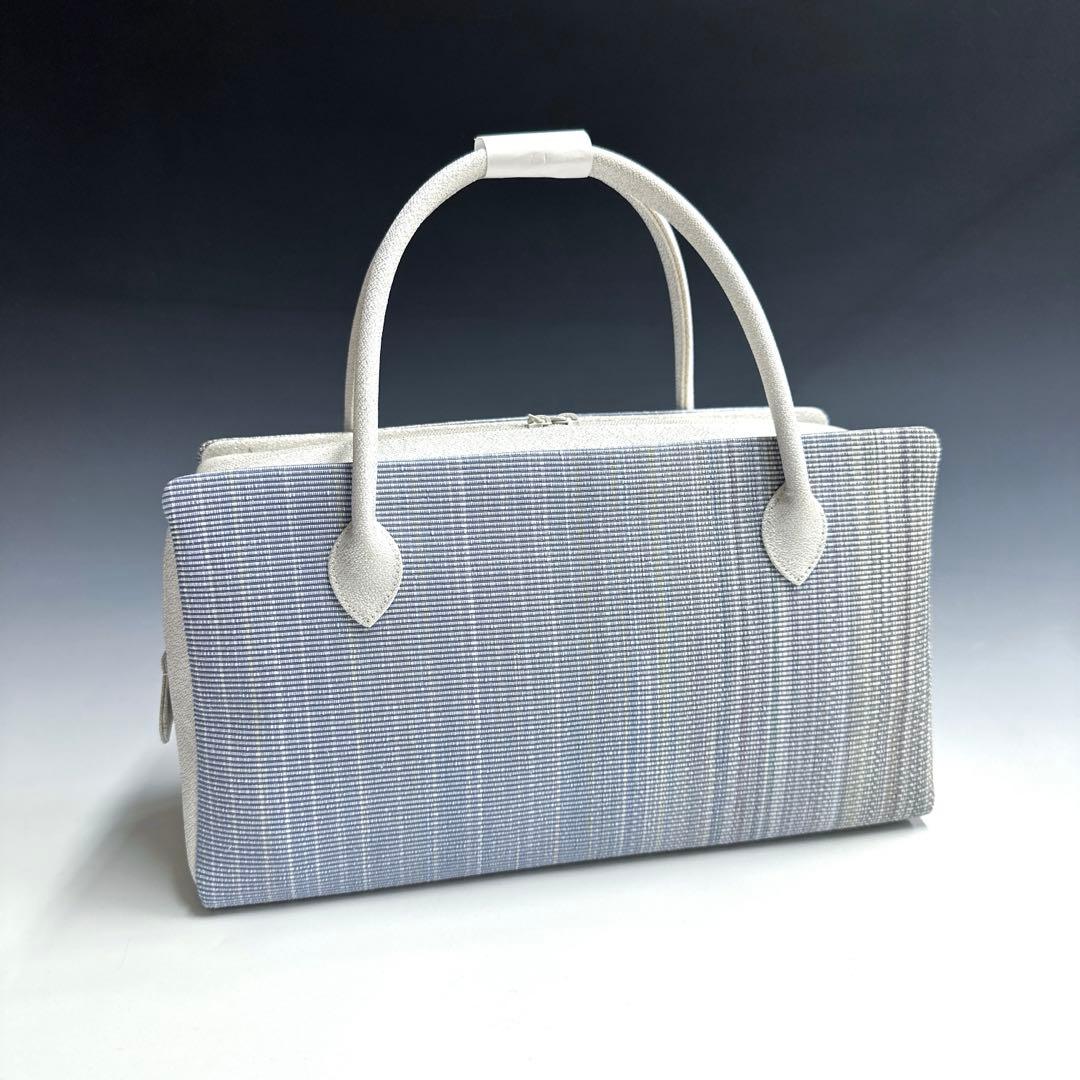 夏、単衣に‼️新品未使用品 本塩沢紬 草木染 帯地使用 利休バッグ