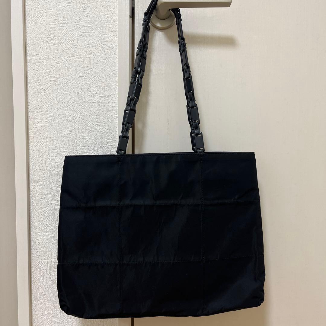 プラダ トートバッグ トライアングルプレート 三角 プラチェーン ナイロン SALE 90's VINTAGE PRADA ナイロン 三角プレートチェーンハンドバック