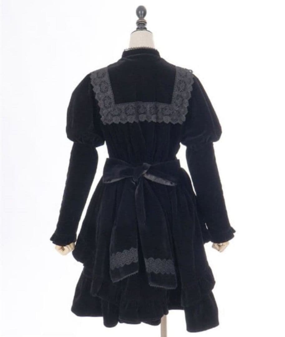 axes femme kawaii ベルベットドールワンピース 黒 ロリータ