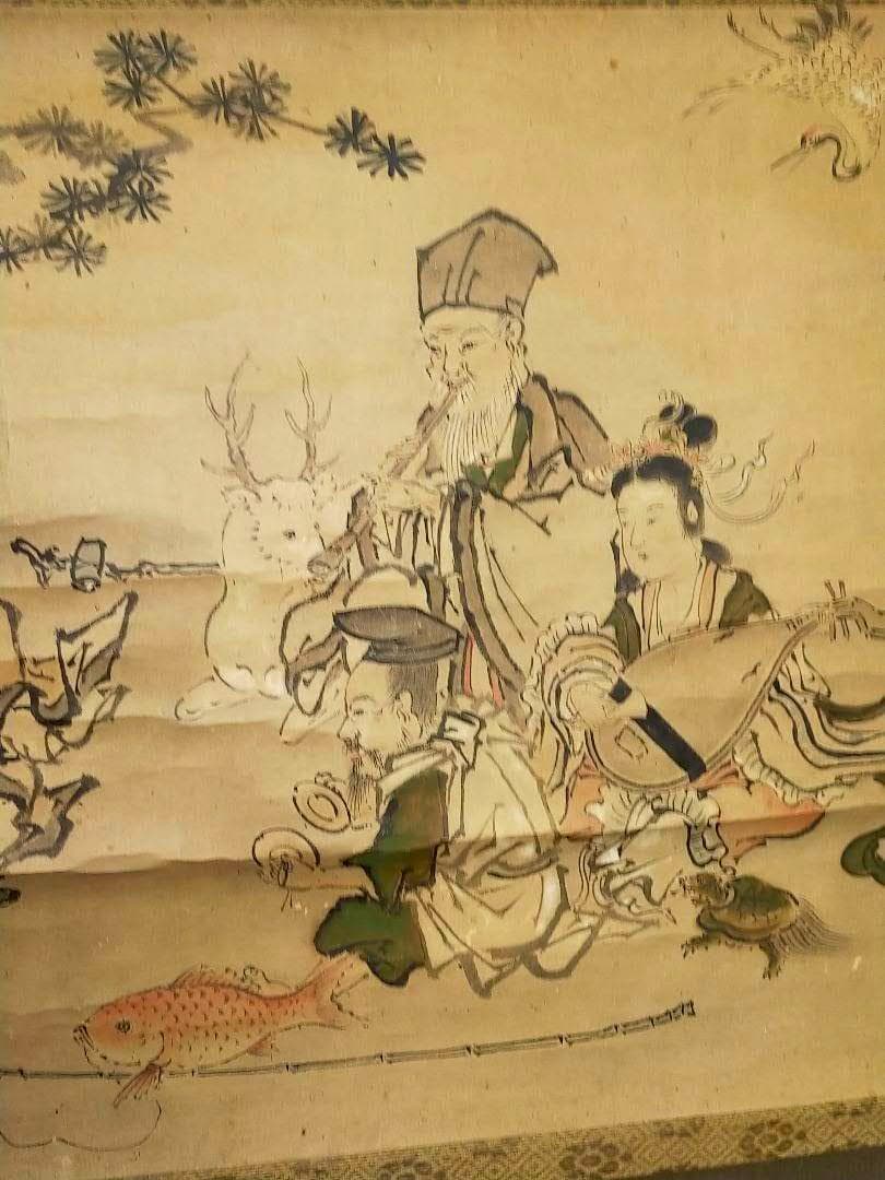 ♥【模写】 掛軸 狩野探幽 七福神 掛け軸 骨董品 - メルカリ