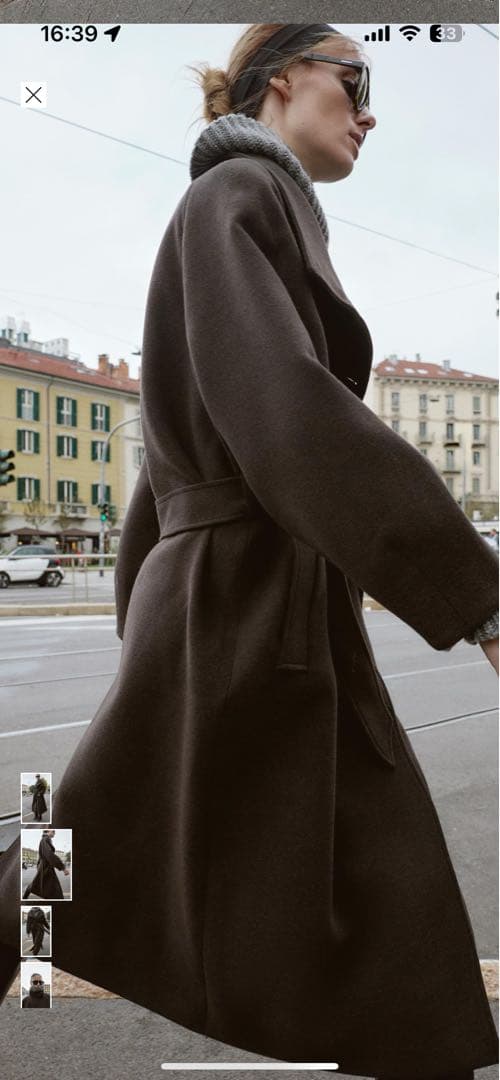 ZARAソフトハイネックベルトコート ブラウンL完売 - メルカリ