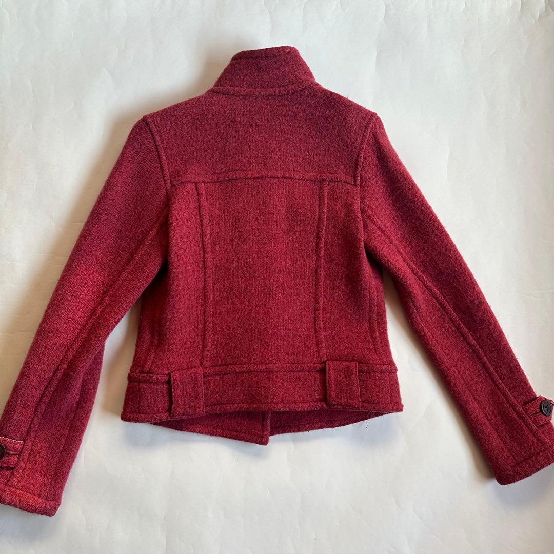 バーバリーブルーレーベル極美品ウールショートジャケットえんじ系臙脂赤