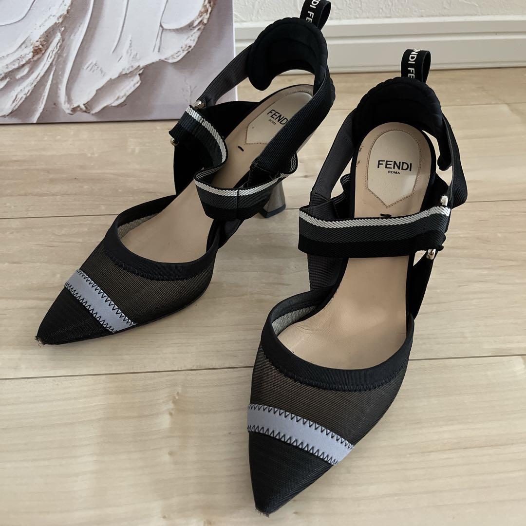 フェンディ　FENDI コリブリ　パンプス　ブラック　メッシュ　36 1/2 コリブリ レザー ブラック | Fendi