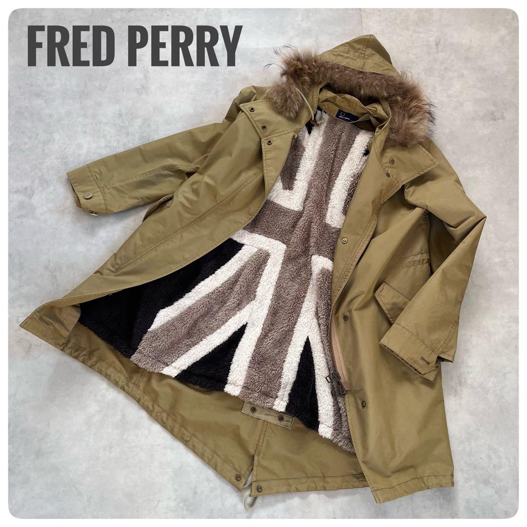 フレッドペリー レディース　モッズコート ユニオンジャックボアライナー付 M フレッドペリー】英国柄 モッズコート ボアライナー ユニオンジャック
