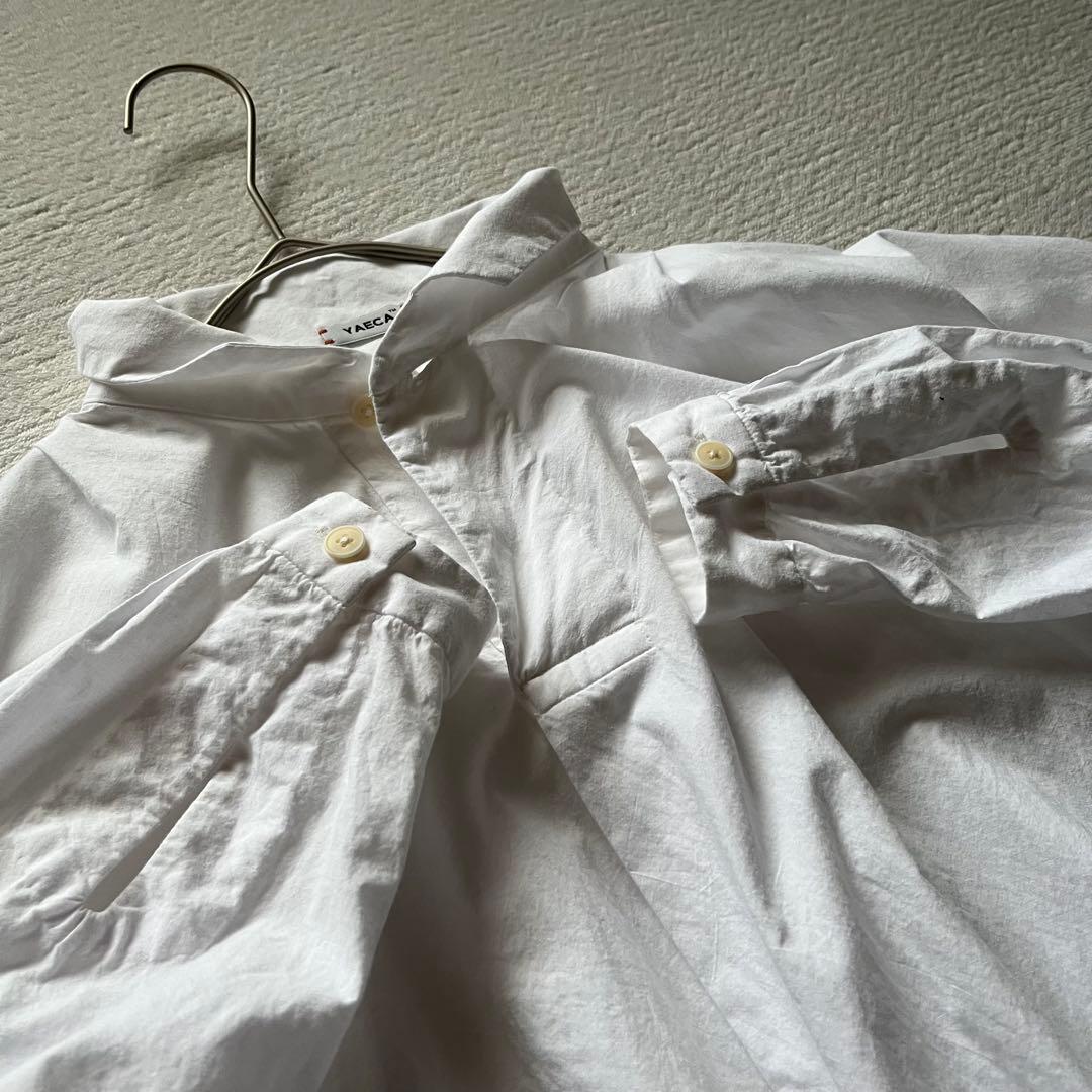 ヤエカ yaeca ギャザー プルオーバー シャツ ブラウス 白 ゆったり