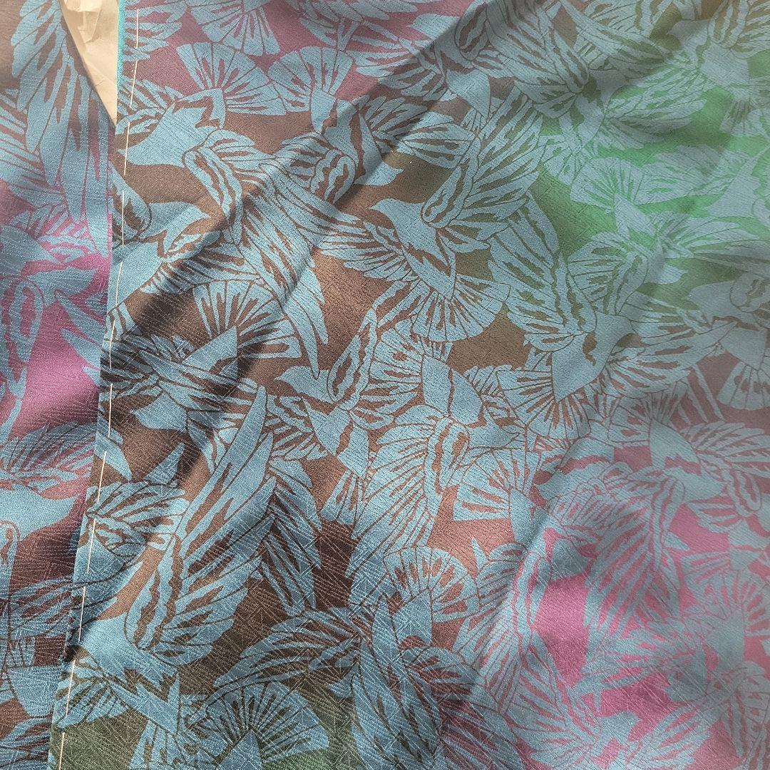 斉藤三才 着物 小紋 青 紫 鳥 鳩 作家 高級 しつけ付き - メルカリ