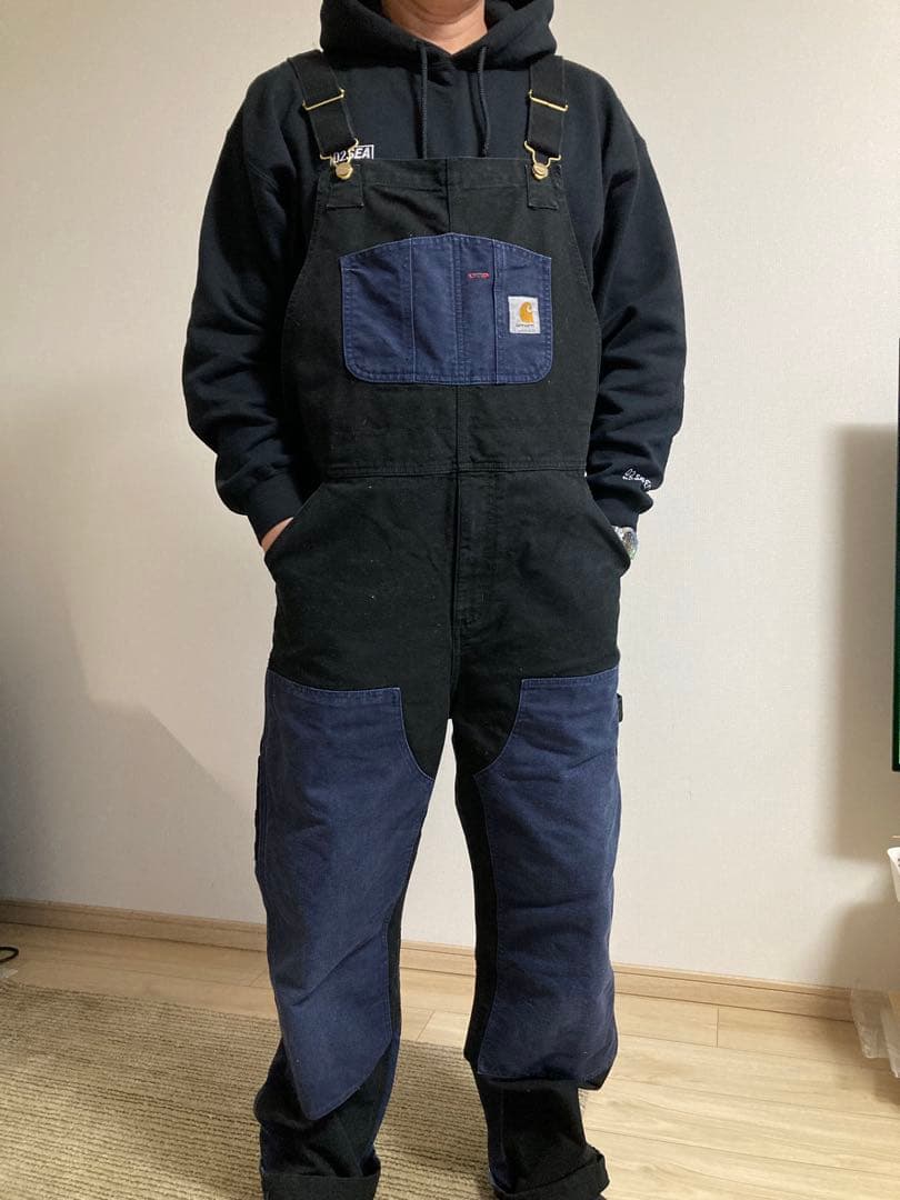 Carhartt ブラックネイビーオーバーオール34✖️32
