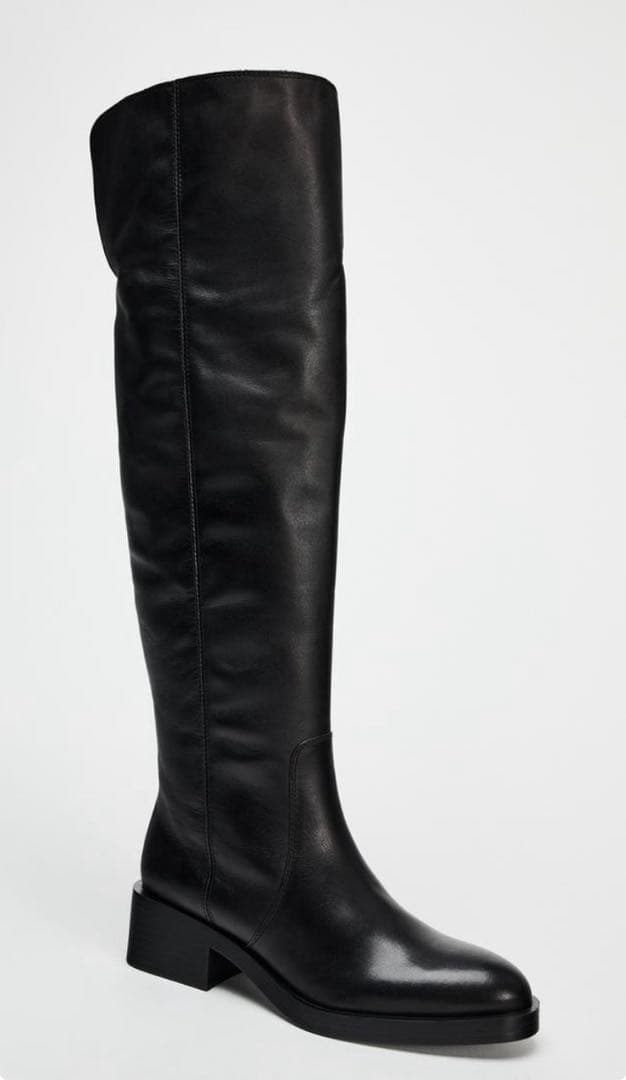 はな様 御専用　ZARAレザーニーハイブーツ ZARA】ハイヒールニーハイレザーブーツ (ZARA/ロングブーツ) 124206637