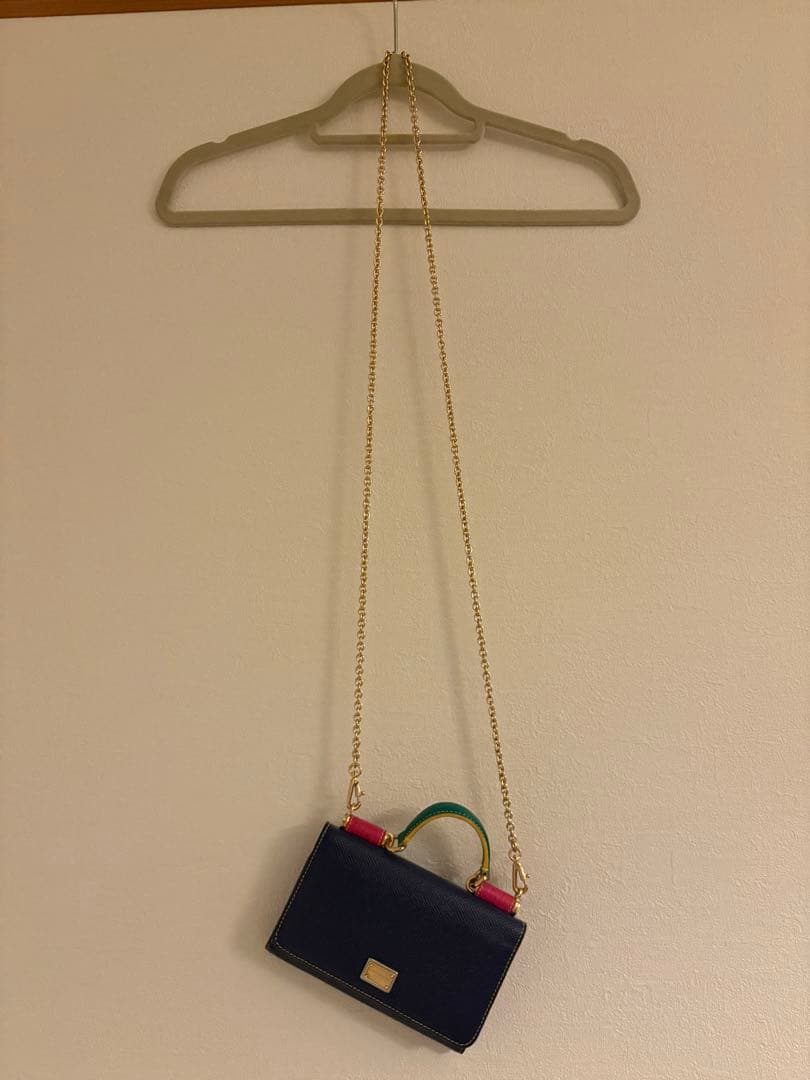 D&G ドルガバ ネイビー レザー スマホショルダーバッグ - メルカリ