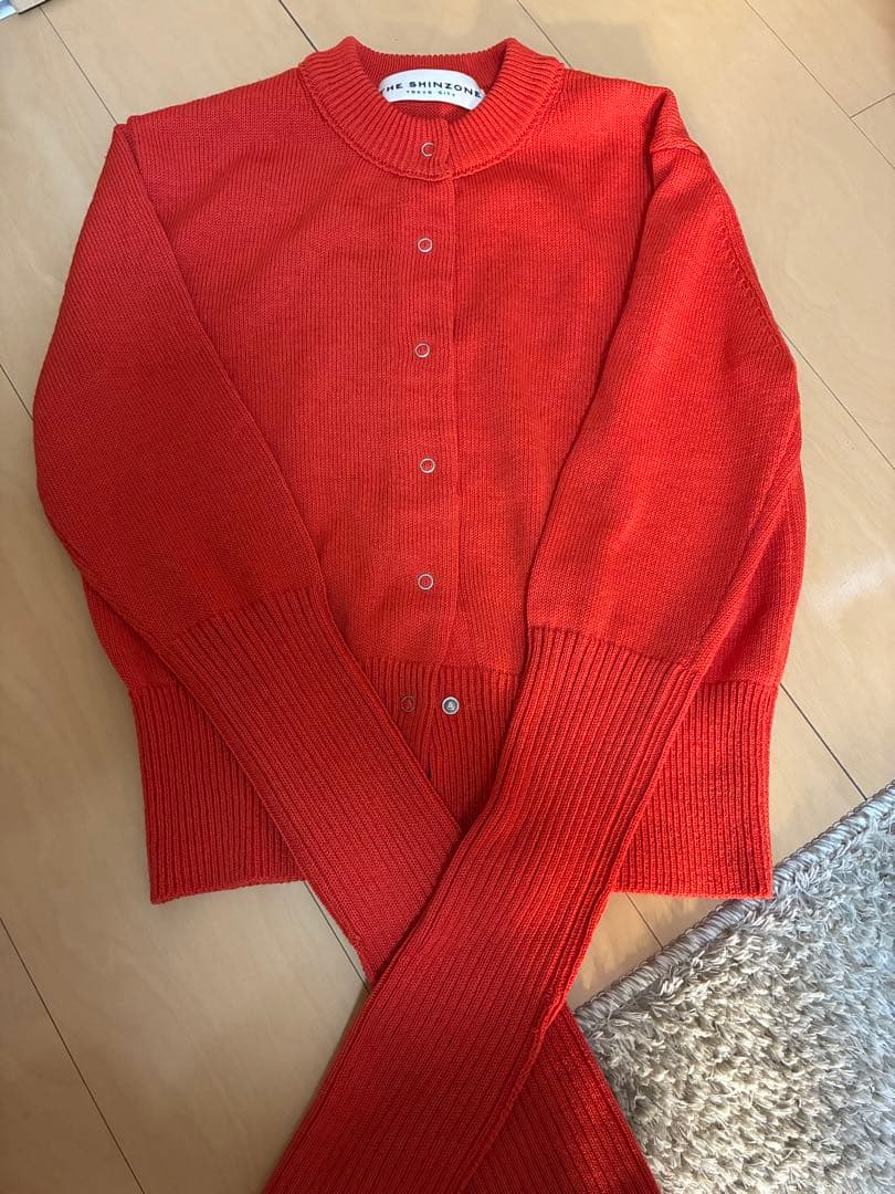 THE SHINZONE ロングリブカーディガン 赤 F 0 スナップボタン - メルカリ