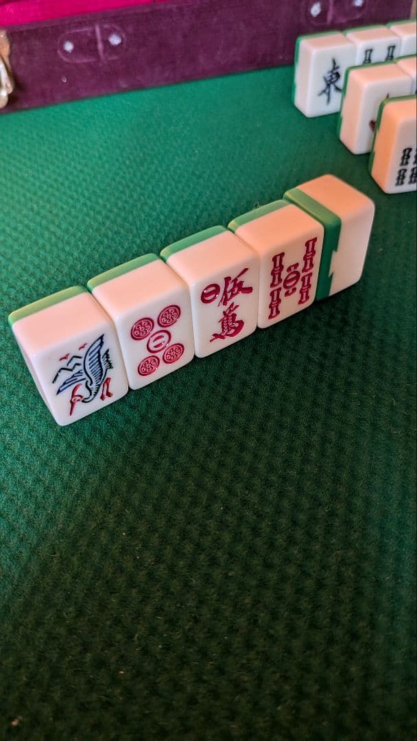 鶴一索 ミズノ丸一 ひまわり 背緑 27mm ＆東京麻雀 竹牌 チップ