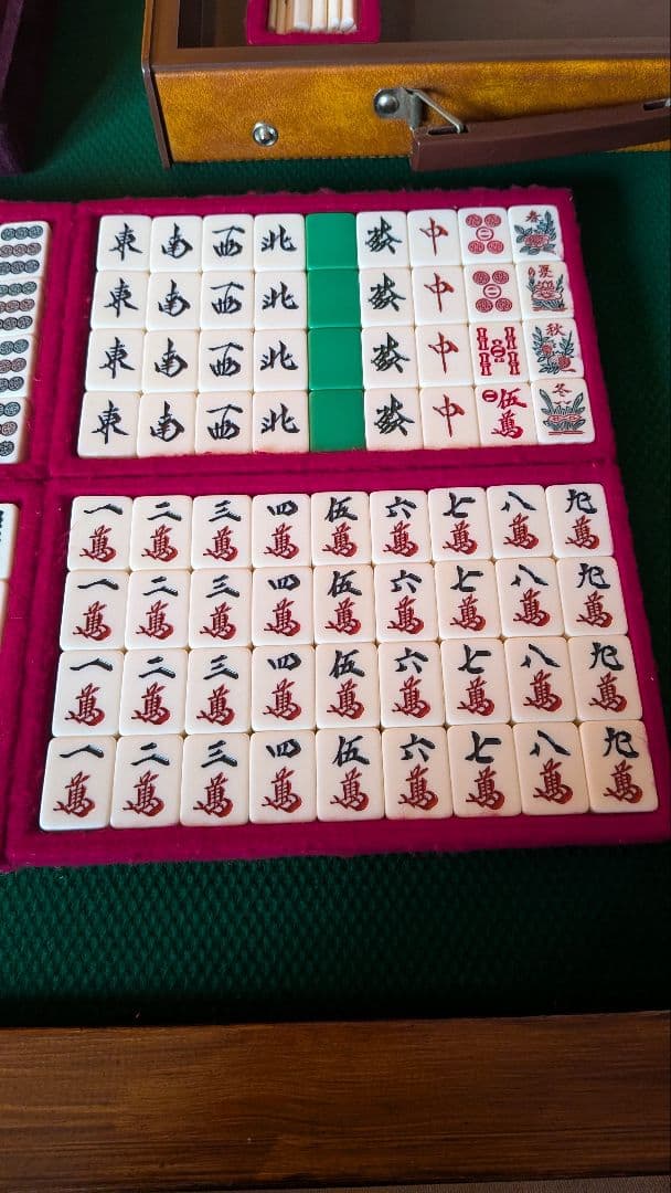 鶴一索 ミズノ丸一 ひまわり 背緑 27mm ＆東京麻雀 竹牌 チップ