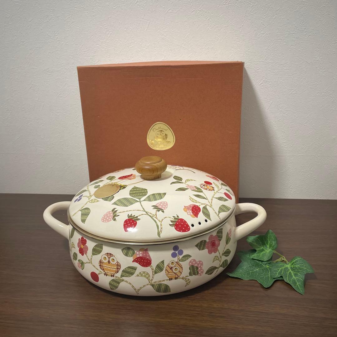 EJIRY エジリー ホーロー 両手鍋 フクロウ 梟 いちご 苺 箱有 - メルカリ