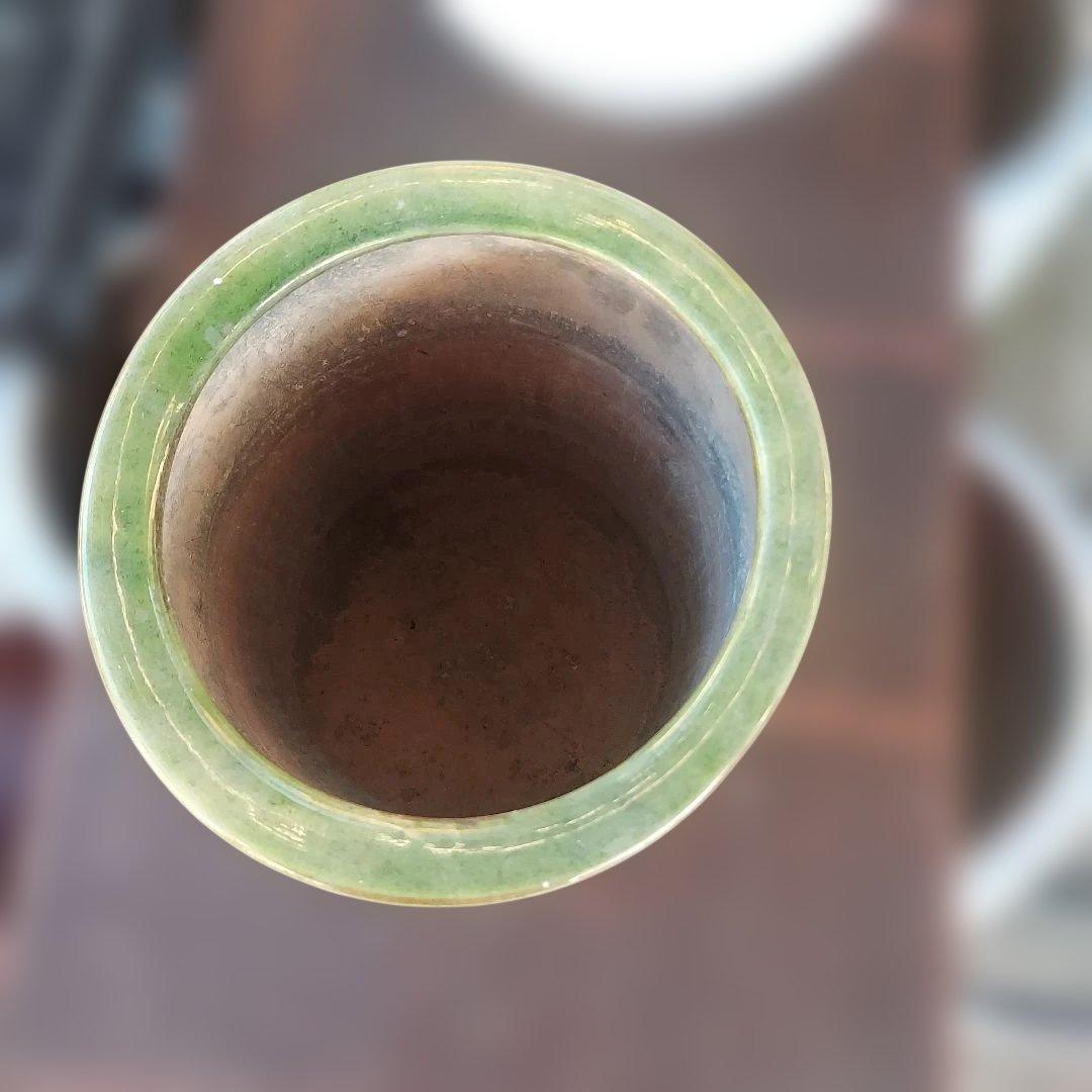 陶器製火鉢 緑と白のグラデーション 竹 植木鉢 - メルカリ