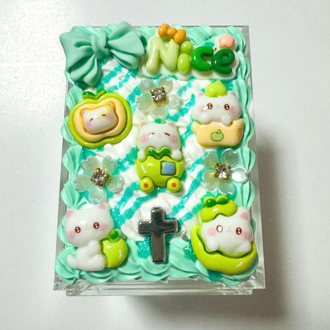 ☆ホイップデコ☆ペン立て アップルねこ グリーン＆ホワイト - メルカリ