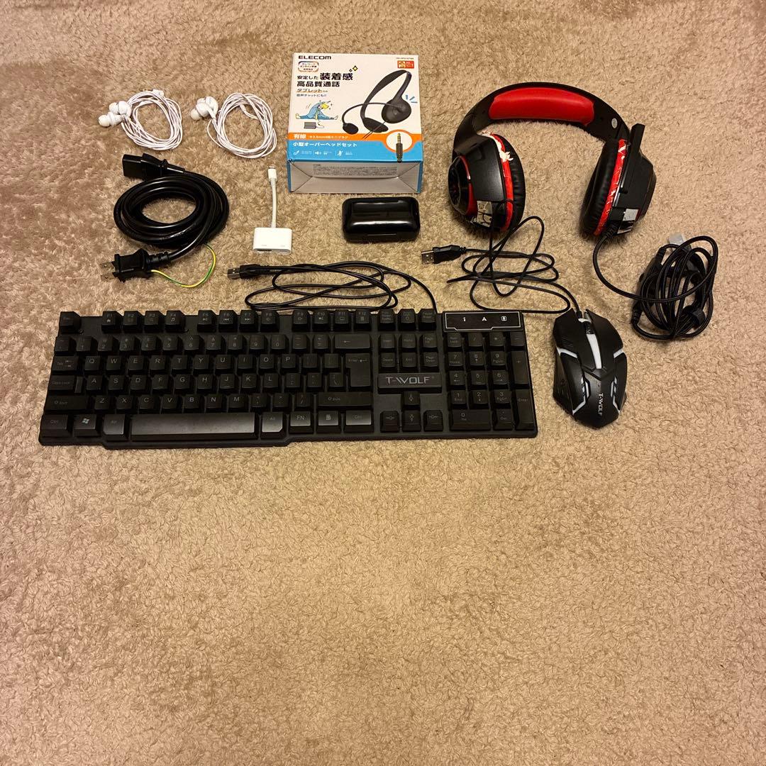 T-WOLF メカニカルキーボードとマウスその他まとめ売りセット ゲーム4点セット キーボード マウス コンバーター マウスパッド [T