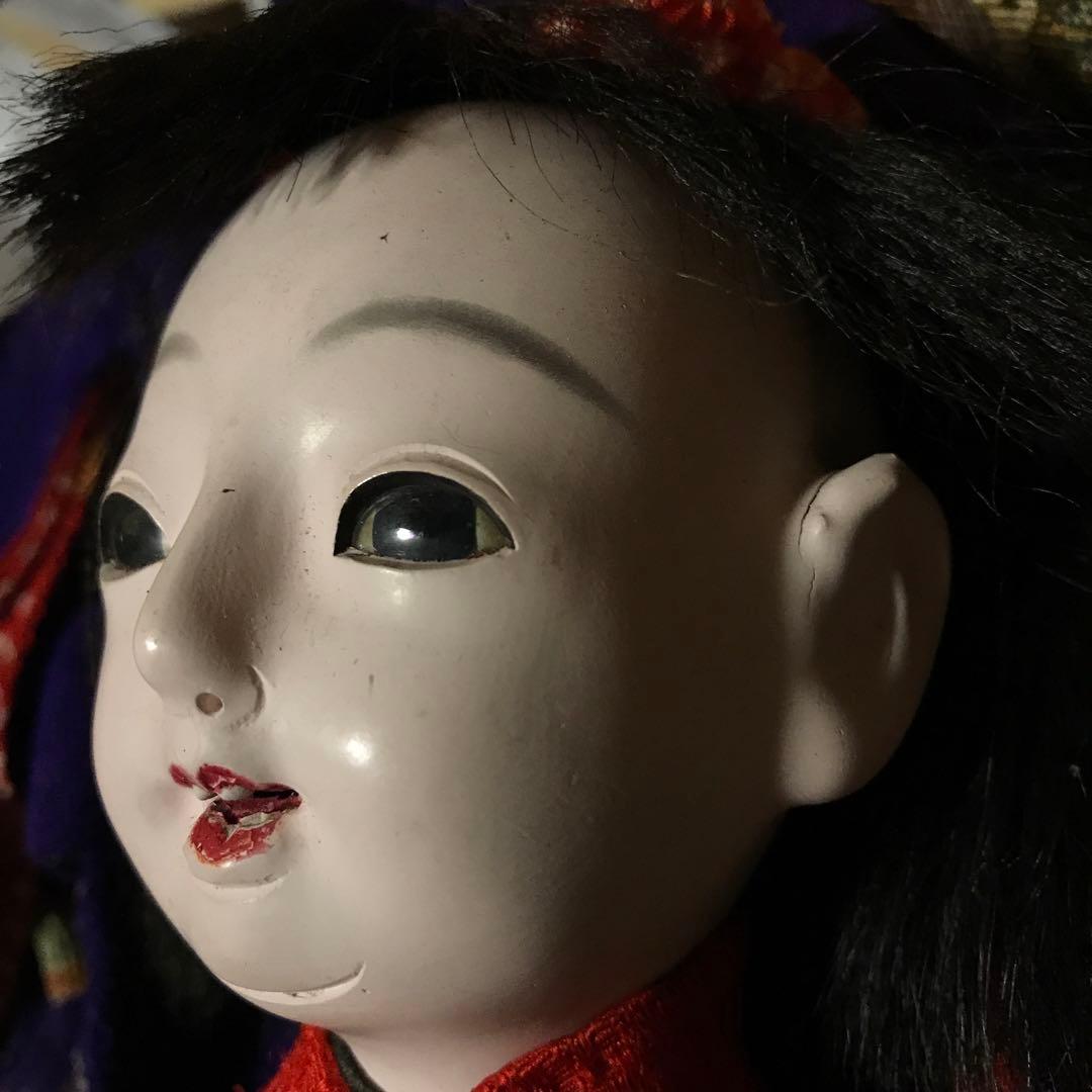 追加画像市松人形小さい6号大正時代女の子江戸縮緬着物