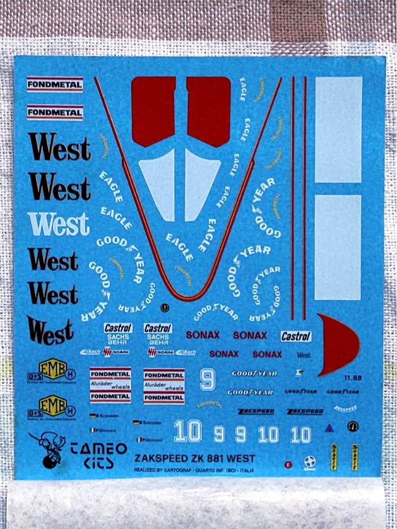 当時モノ タメオ 1/43 ザクスピード881 1988 モナコGP Tameo - メルカリ