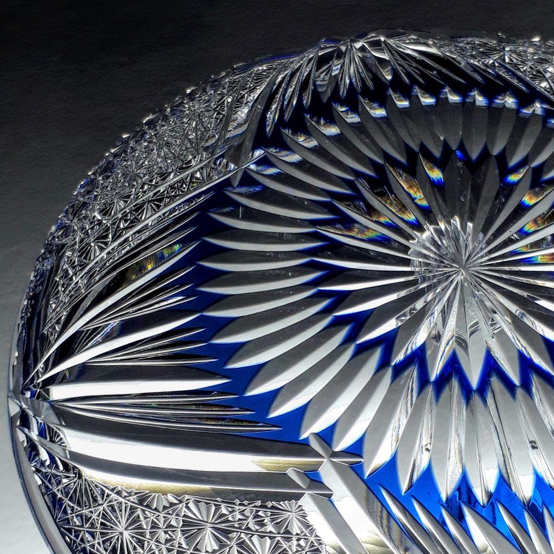 江戸切子 カガミクリスタル 飾り皿 ෆ根本幸雄 作品ෆ 【未使用・美品