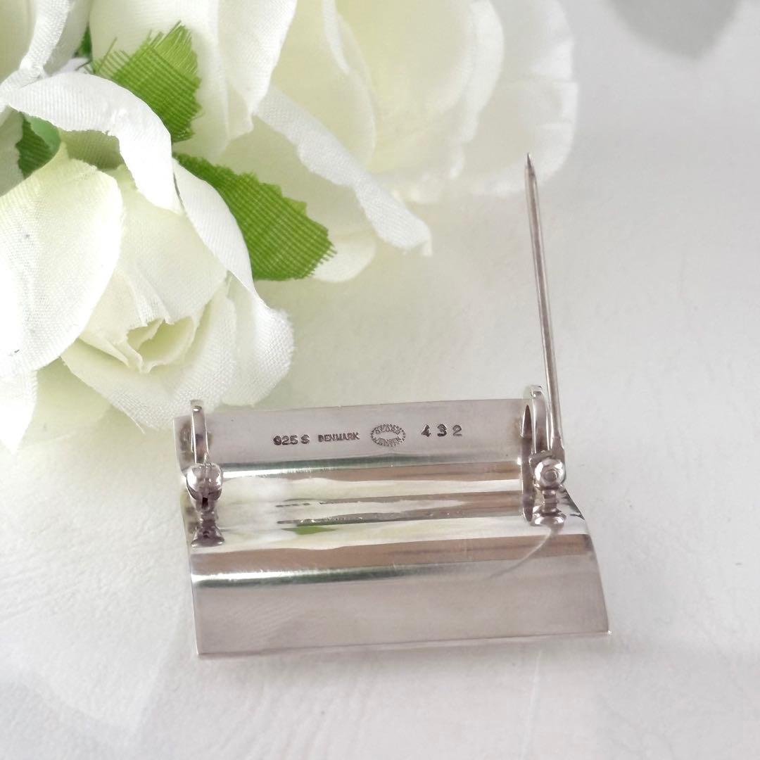 416【ジョージジョンセン】シルバー ブローチ トップ 2wayスクエア 432