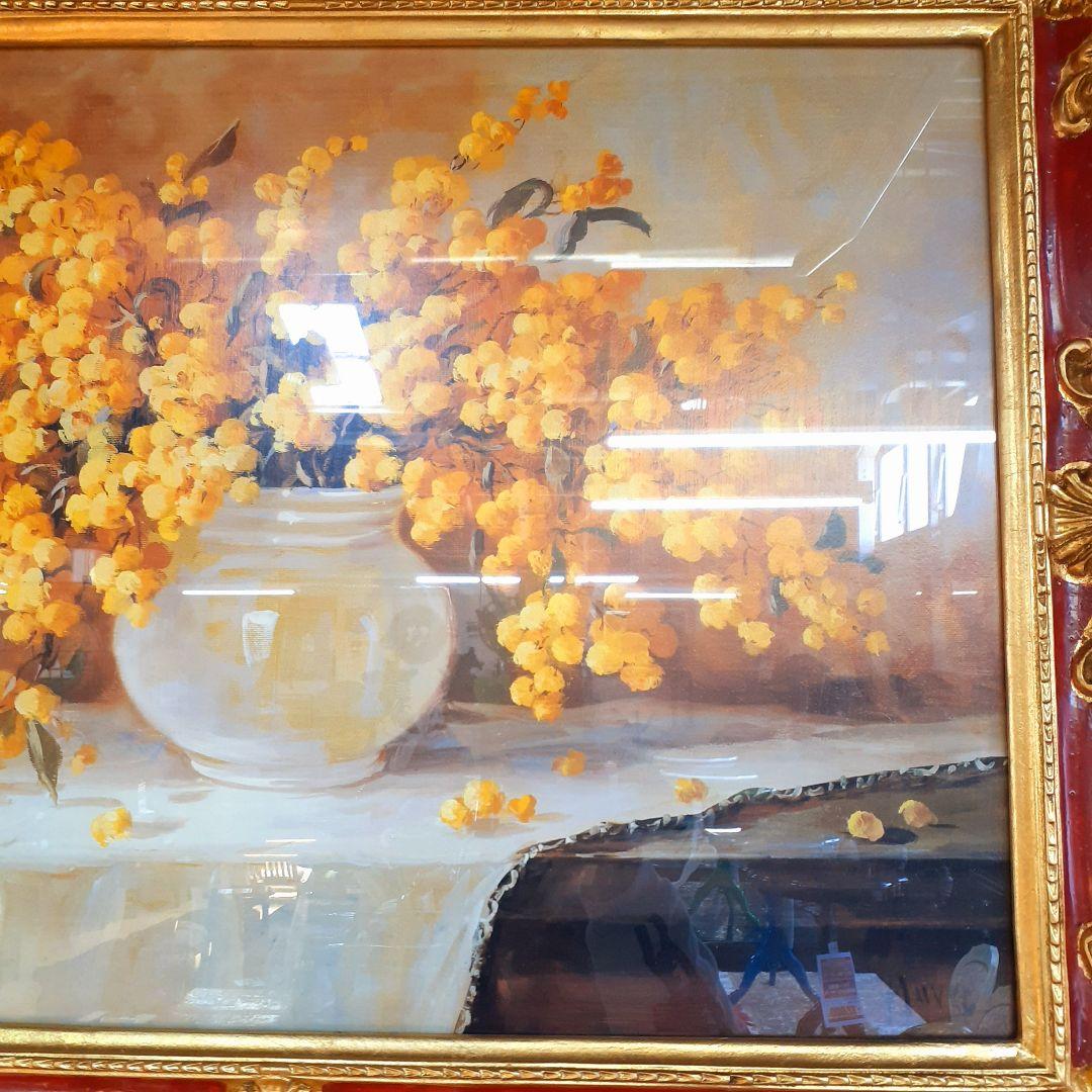 イタリア直輸入 イタリア製 『ミモザ』 ゴールドレッド額絵 前面