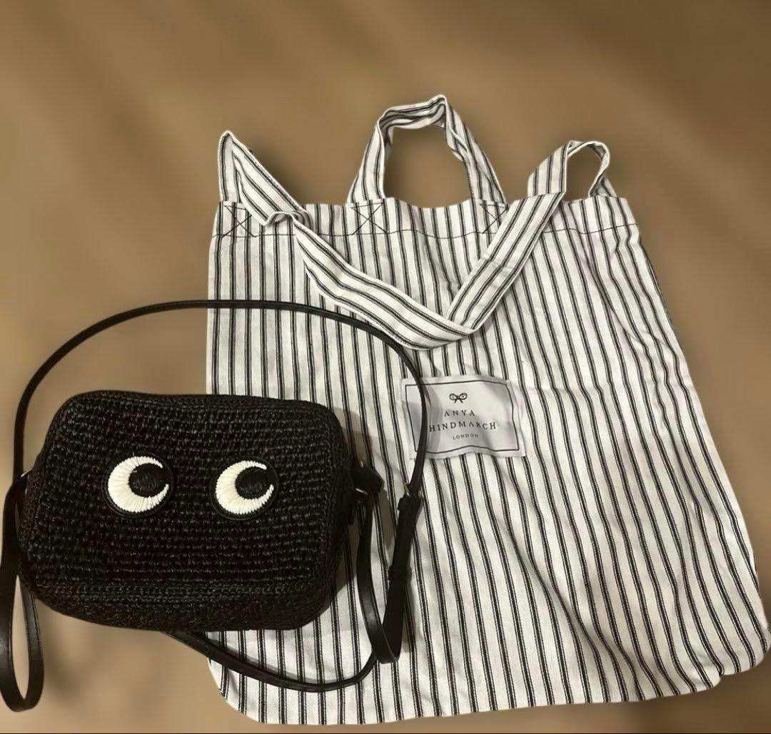 アニヤハインドマーチ アイズ ラフィアショルダーbag オン