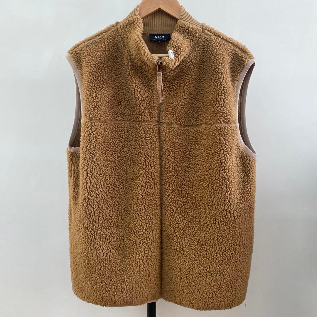 A.P.C. フリースベスト L ベージュ フリースベスト レディース フリース ベスト 秋 冬 ジップアップ 無地