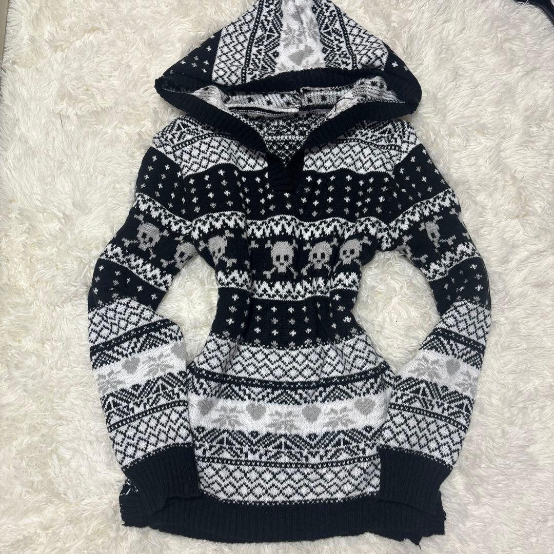 平成ギャル お兄系 00s grunge archive ニット フード 骸骨 - メルカリ