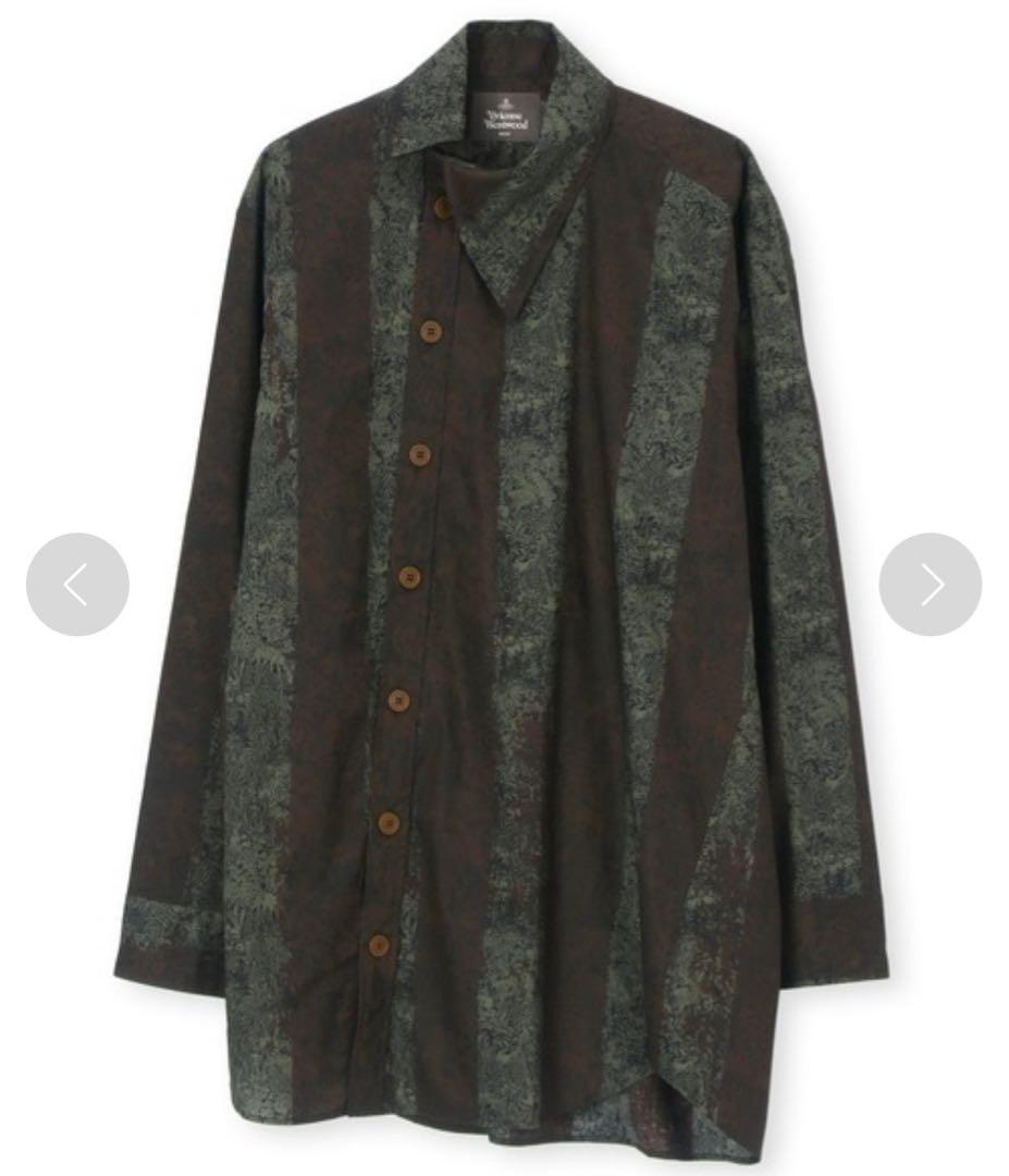 ヴィヴィアンウエストウッド Man アシンメトリーアニマル柄シャツ