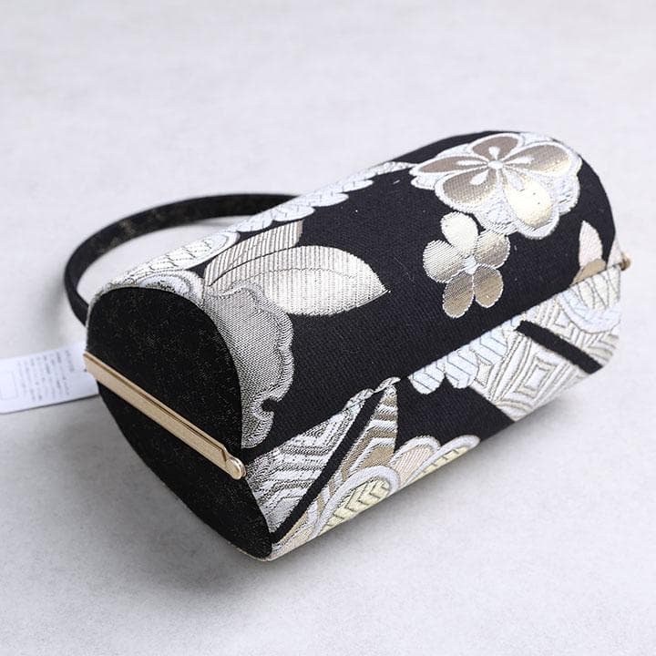 【新品】草履バッグ 振袖用 モダン花柄 黒系 24.5cm 日本製　03761