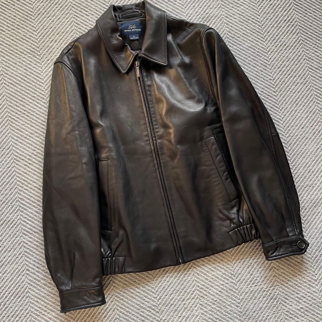 美品】 346 BROOKS BROTHERS ジップ レザージャケット - メルカリ