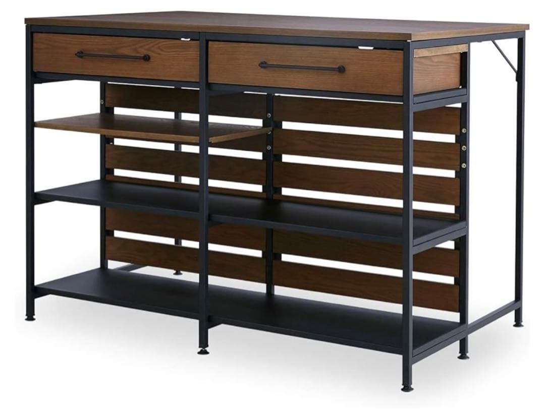 アイランドキッチン　カウンターテーブル 収納スペース付き Amazon｜CMYAOYC カウンターテーブルアイランドキッチン、収納付き電子