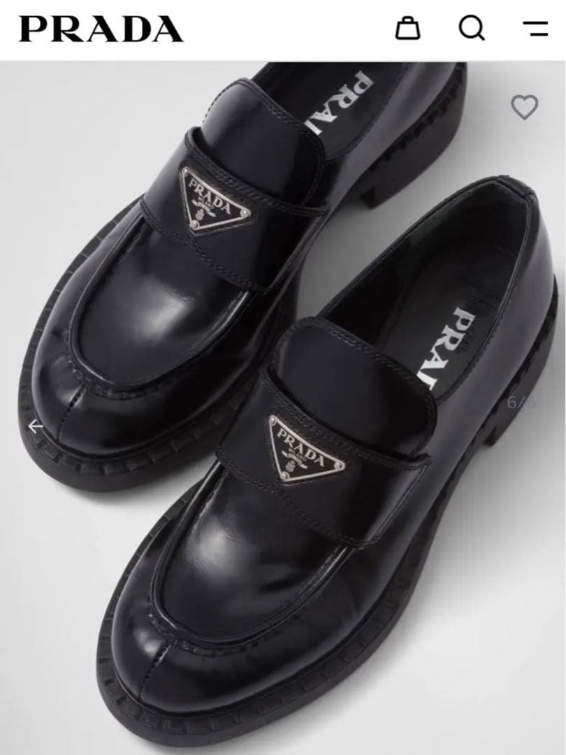 prada プラダ チョコレート ブラッシュドレザー ローファー - メルカリ