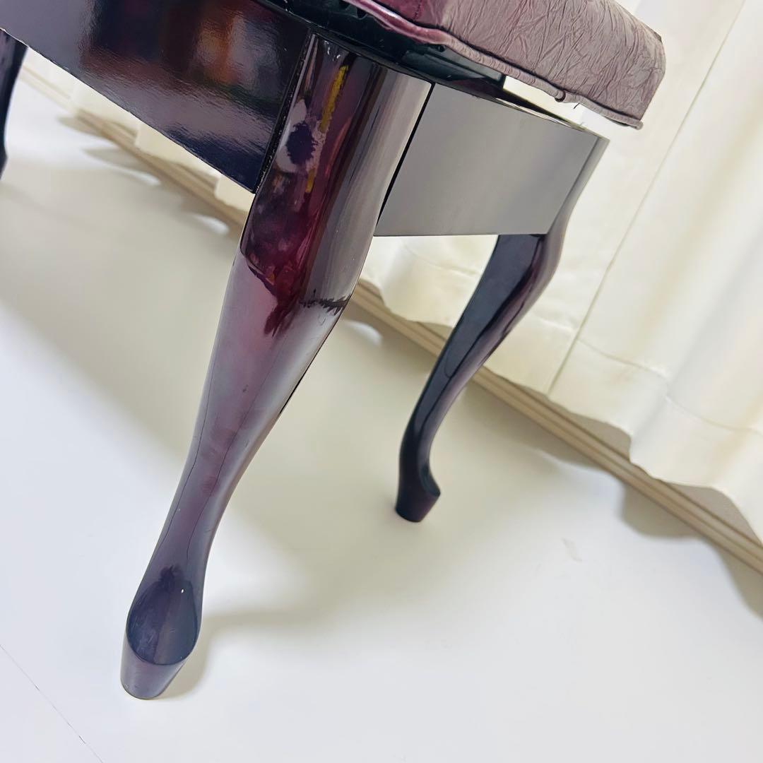 美品】ピアノ椅子 高低自在椅子 椅子 ベンチ 猫脚 ワインレッド 赤